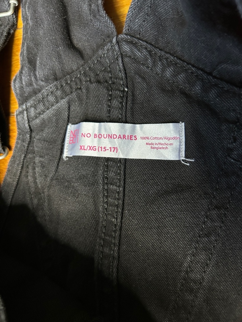 No Boundaries Black Denim Shortalls with Adjustable Straps - Picture 2 of 3